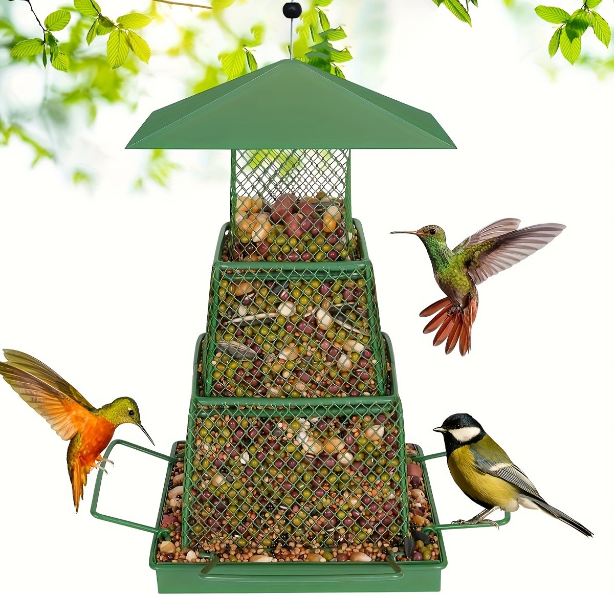 Durable Hanging Bird Feeder with Locking Lid & 360° Perch