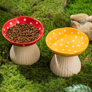 Pet Elevated Mushroom Bowl Cat Dog Bowl Dish Food Feeder Raised Cat Bowl