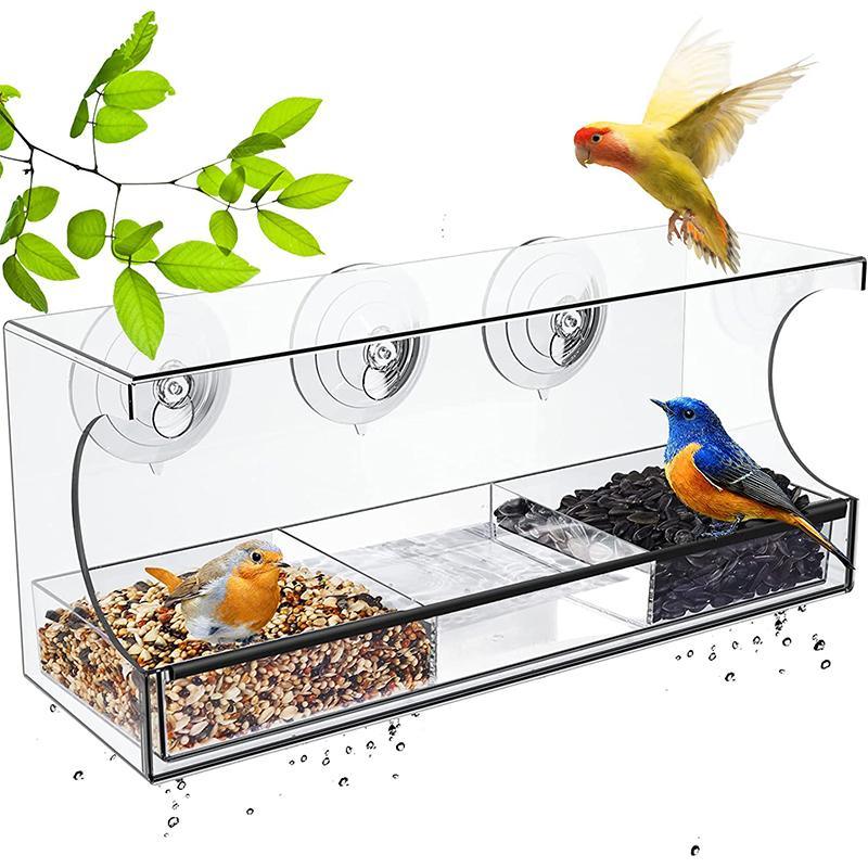 Clear Acrylic Window Bird Feeder 10x30x13cm