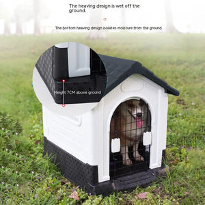 Dog Kennel Four Seasons Sunscreen Rainproof Outdoor Pet Shelter with Toilet