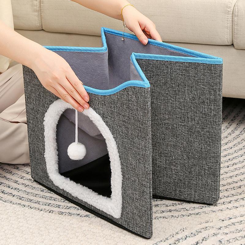 Foldable Cat Bed With Scratching Board 3 Colours