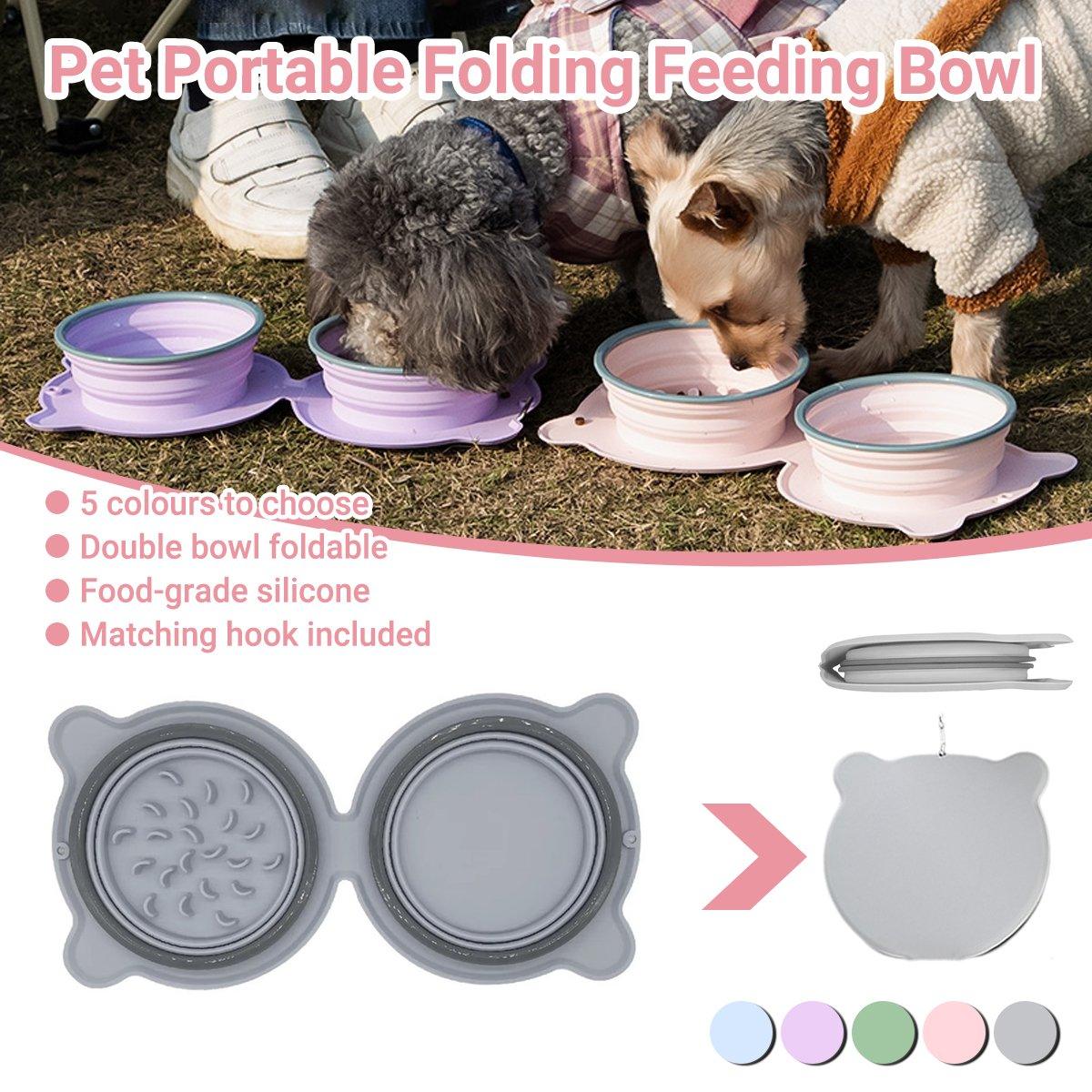 Foldable Silicone Pet Feeding Bowl Lightweight & Portable 5 Colors