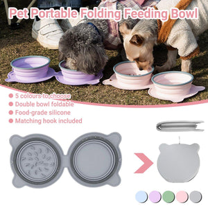 Foldable Silicone Pet Feeding Bowl Lightweight & Portable 5 Colors