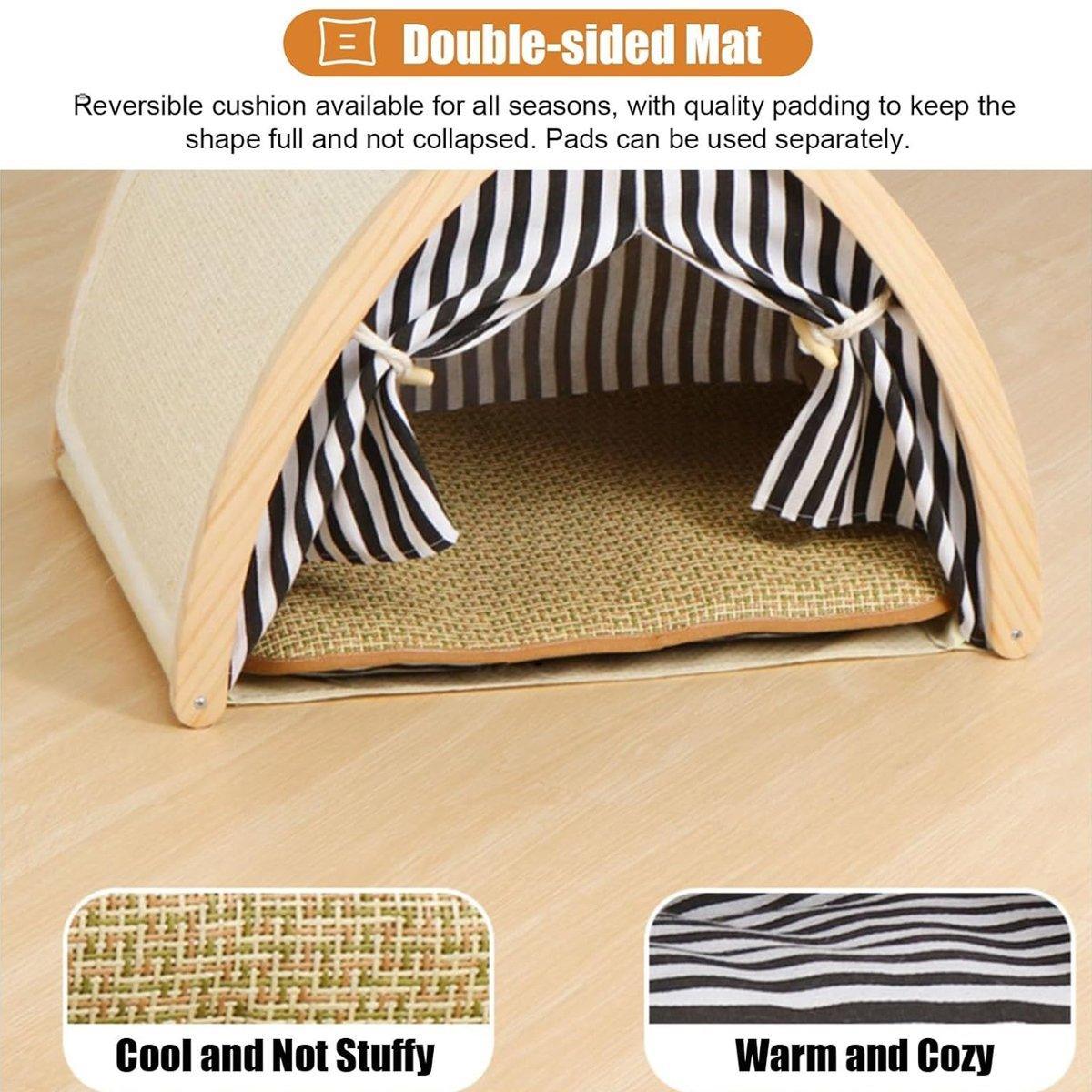 Foldable Cat House Tent Pet Villa Indoor Cat Shelter with Cushion Cat Litter Bed