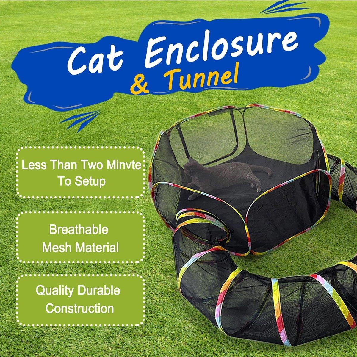 Portable Mesh Cat Tunnel & Enclosure Easy Setup Outdoor Play Area