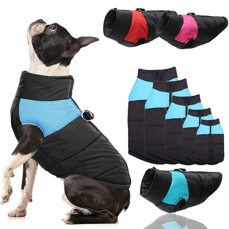 Warm Waterproof Large Dog Jacket - Padded Winter Coat for Pet Windbreaker Vest