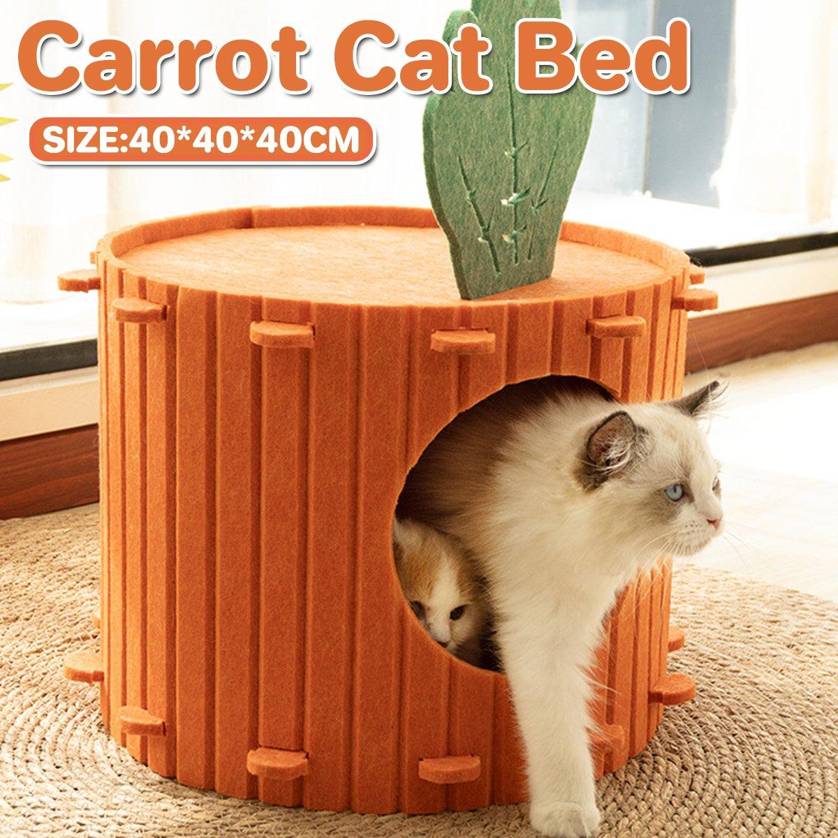 Carrot Cat Tunnel Bed Cozy Felt Pet Nest with Sturdy Design