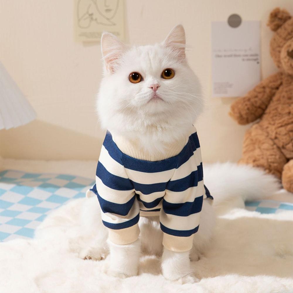 Cute Bear Striped Dog Coat Pet Outfit Cozy Pajamas for Pets