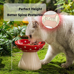 Pet Elevated Mushroom Bowl Cat Dog Bowl Dish Food Feeder Raised Cat Bowl