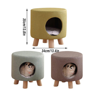 Wooden Cat Stool House Bench Pet Furniture Comfortable Cat Bed for Rest and Play