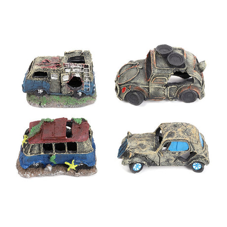 Aquarium Rocks Aquarium Decoration Resin Car Wreck Fish Shrimp Escape House