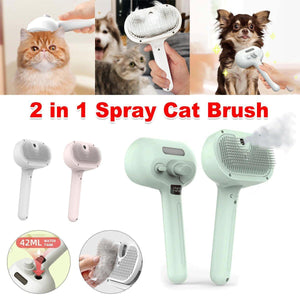 2 in 1 Spray Cat Brush for cats and dogs | Cat vacuum brush for detangling fur