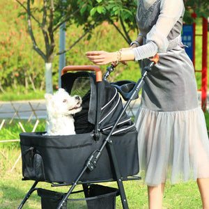 2-in-1 Foldable Pet Stroller with Detachable Carrier