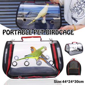 Portable Pet Bird Parrot Carrier Transparent Breathable Travel Cage