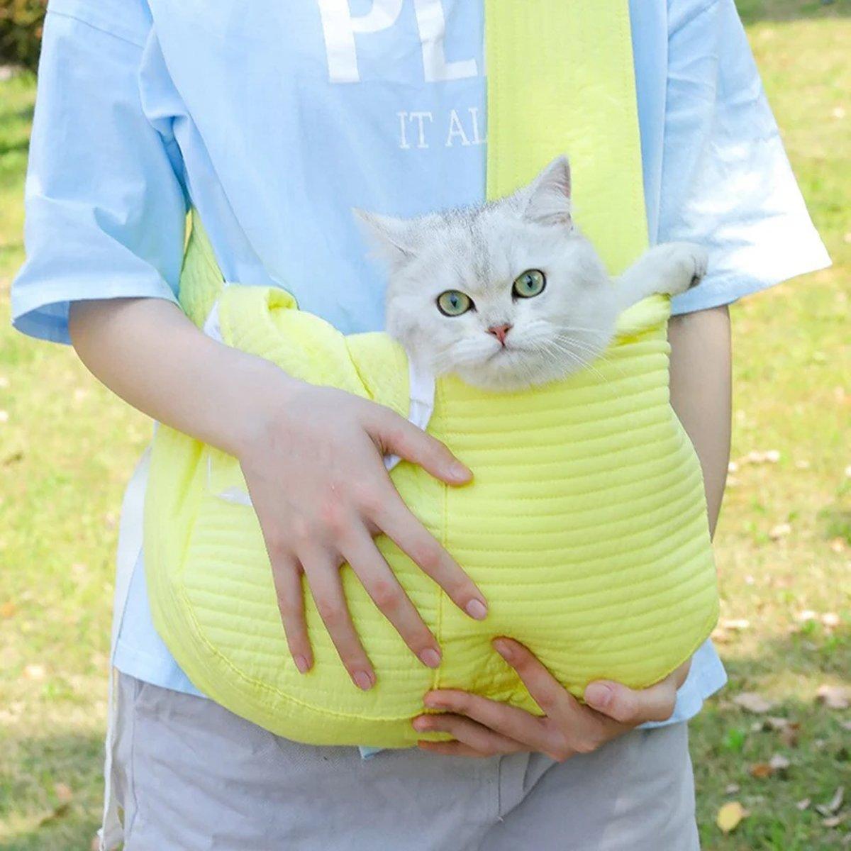 Portable Pet Cat Carrier Bag Crossbody Canvas Shoulder Bag for Travel Outdoors