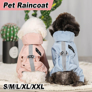 Waterproof Reflective Pet Raincoat with Hood Dog Coat S-XXL