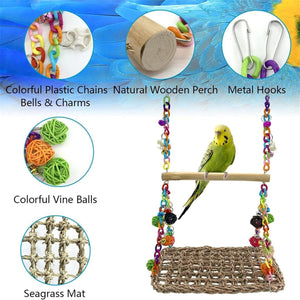 Bird Toy Parrot Toy Hammock Swing Rattan Ball Color Chain Double Layer Swing