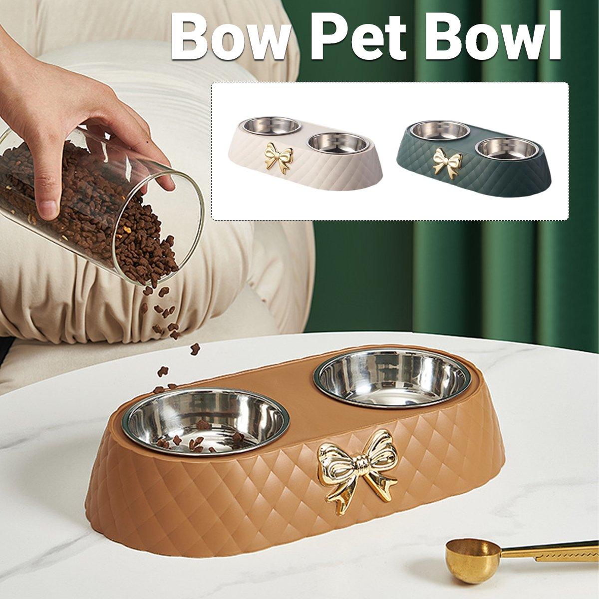 Stainless Steel Double Pet Bowl Non-Slip Anti-Knock Dog Cat Feeder