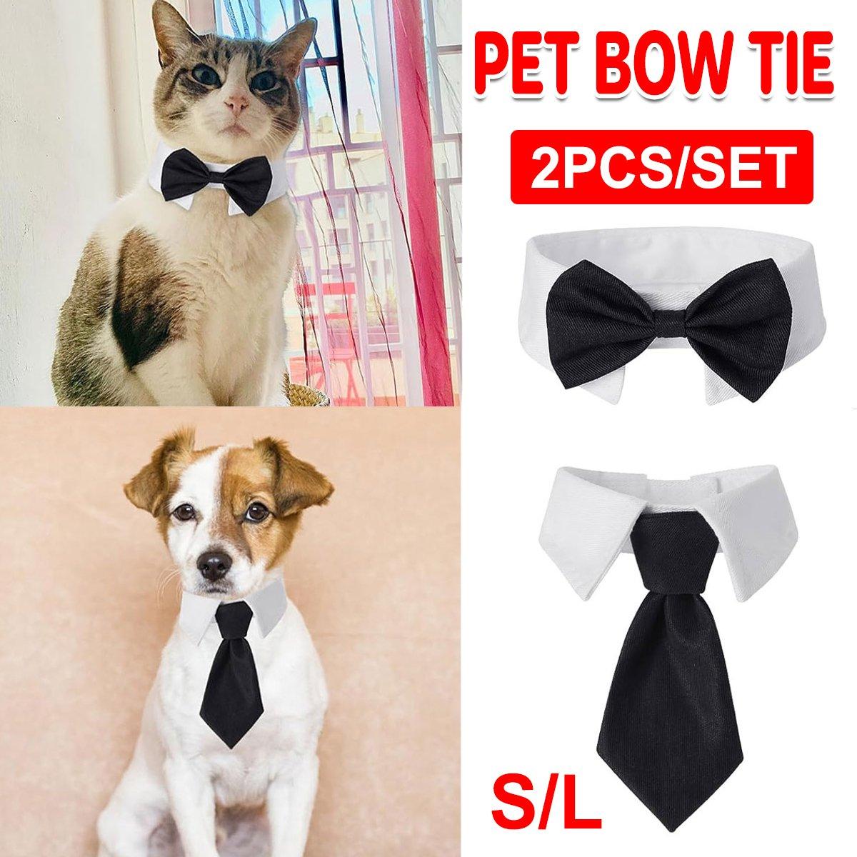 Adjustable Solid Colour Bow Tie Designer Pet Collar For Dog and Cat