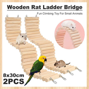 Wooden Hamster Toy Furniture Small Fence Climbing Stairs Arch Bridge for Pets