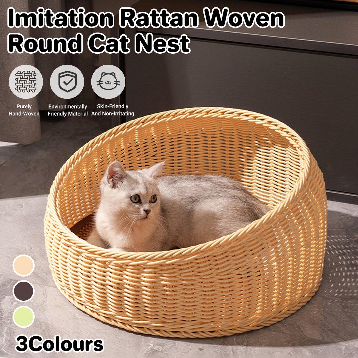 Rattan Cat Bed Open Cat House Summer Bed for Cats Pet Supplies