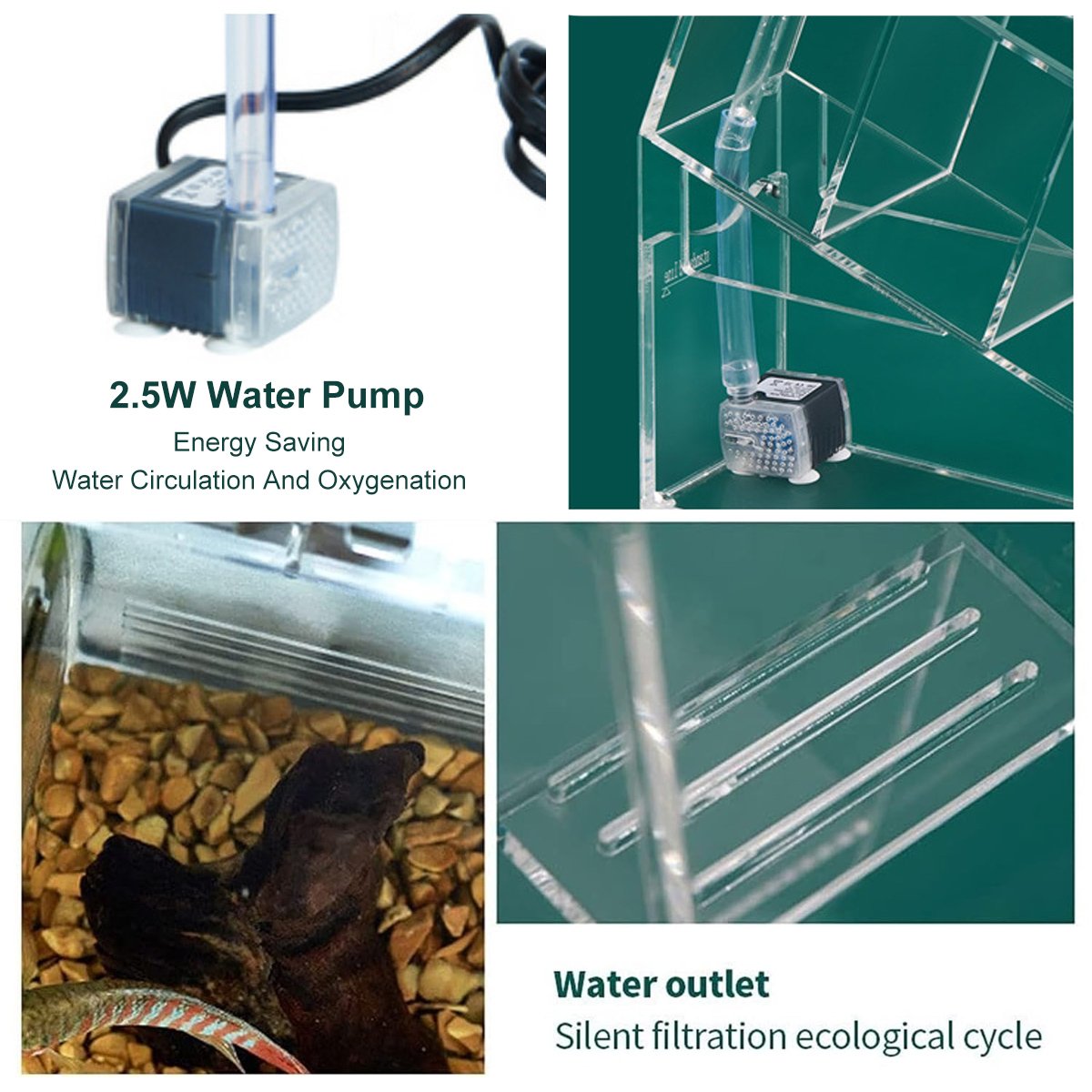 Acrylic Desktop Ecological FishTank Multi-Grid Isolation Self-circulating Water