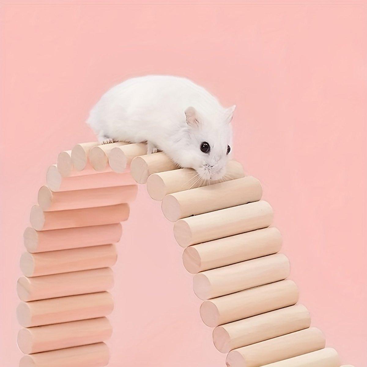 Wooden Hamster Toy Furniture Small Fence Climbing Stairs Arch Bridge for Pets