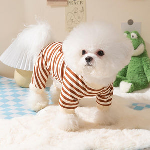 Cute Bear Striped Dog Coat Pet Outfit Cozy Pajamas for Pets