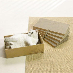 Cat Scratching Boards with Cardboard Box - 5 Pieces Set