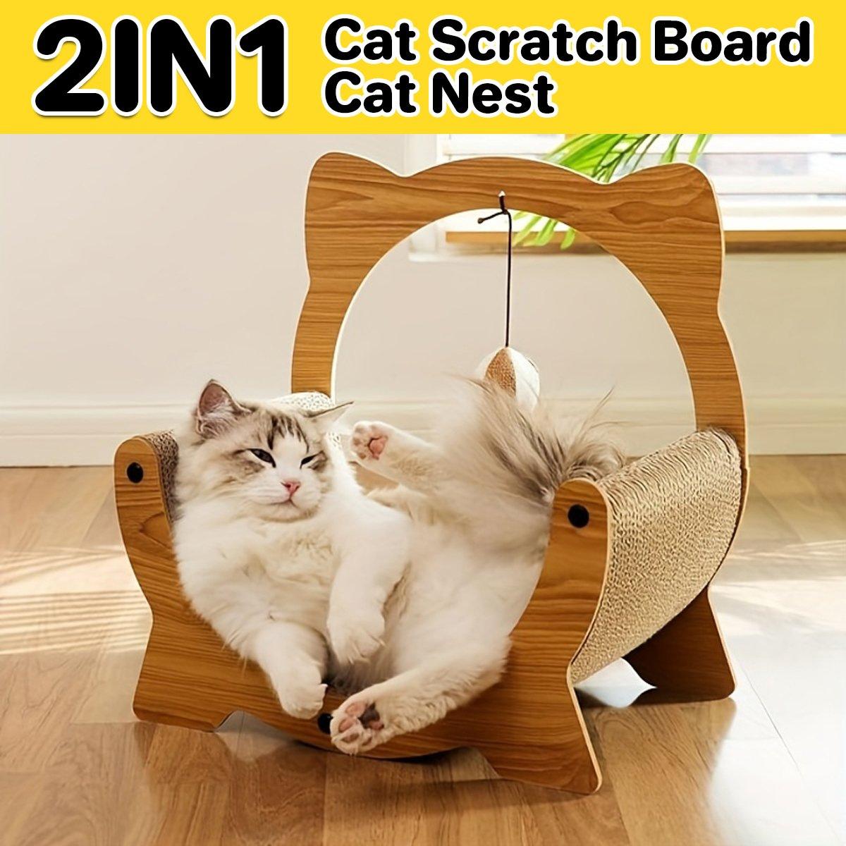 Cradle Cat Nest 2-in-1 Cat Scratcher and Lounge with Hanging Toy