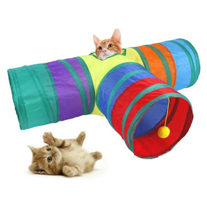 Pet Supplies Amazon New Rainbow Color Tee Cat Tunnel Toy Foldable Self Hi Cat Tunnel