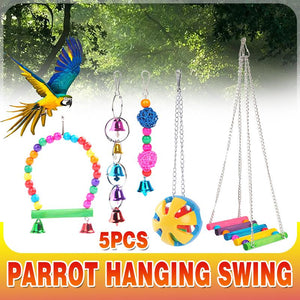 5PCS Parrot Hanging Swing Bird Toy Harness Cage Ladder Parakeet Cockatiel Budgie