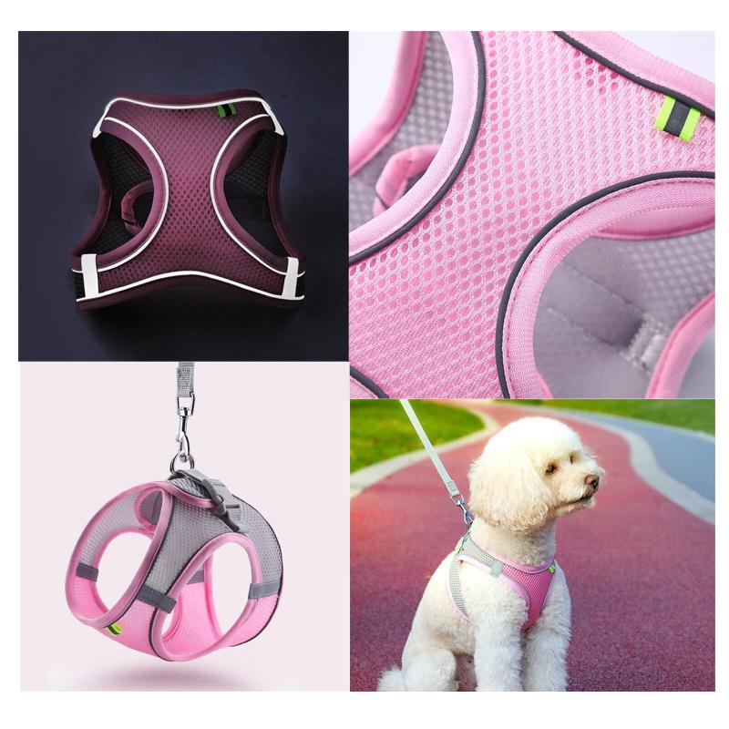 Pet Dog Harness Adjustable Reflective Breathable Outdoor Collars Strap Cat Leash