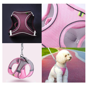 Pet Dog Harness Adjustable Reflective Breathable Outdoor Collars Strap Cat Leash