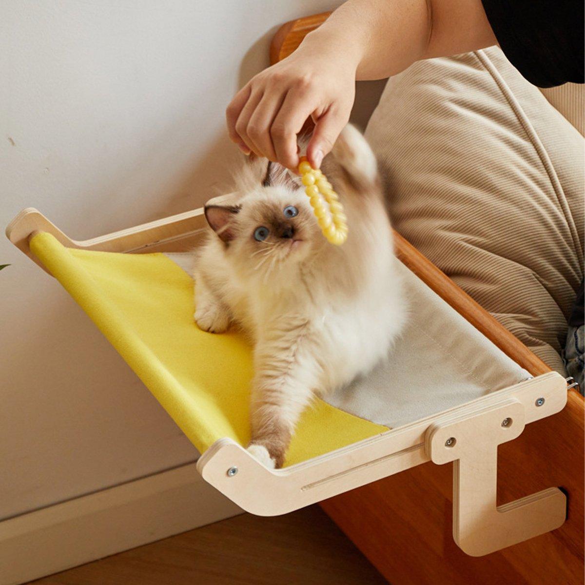 Durable Solid Wood Window Hanging Cat Hammock