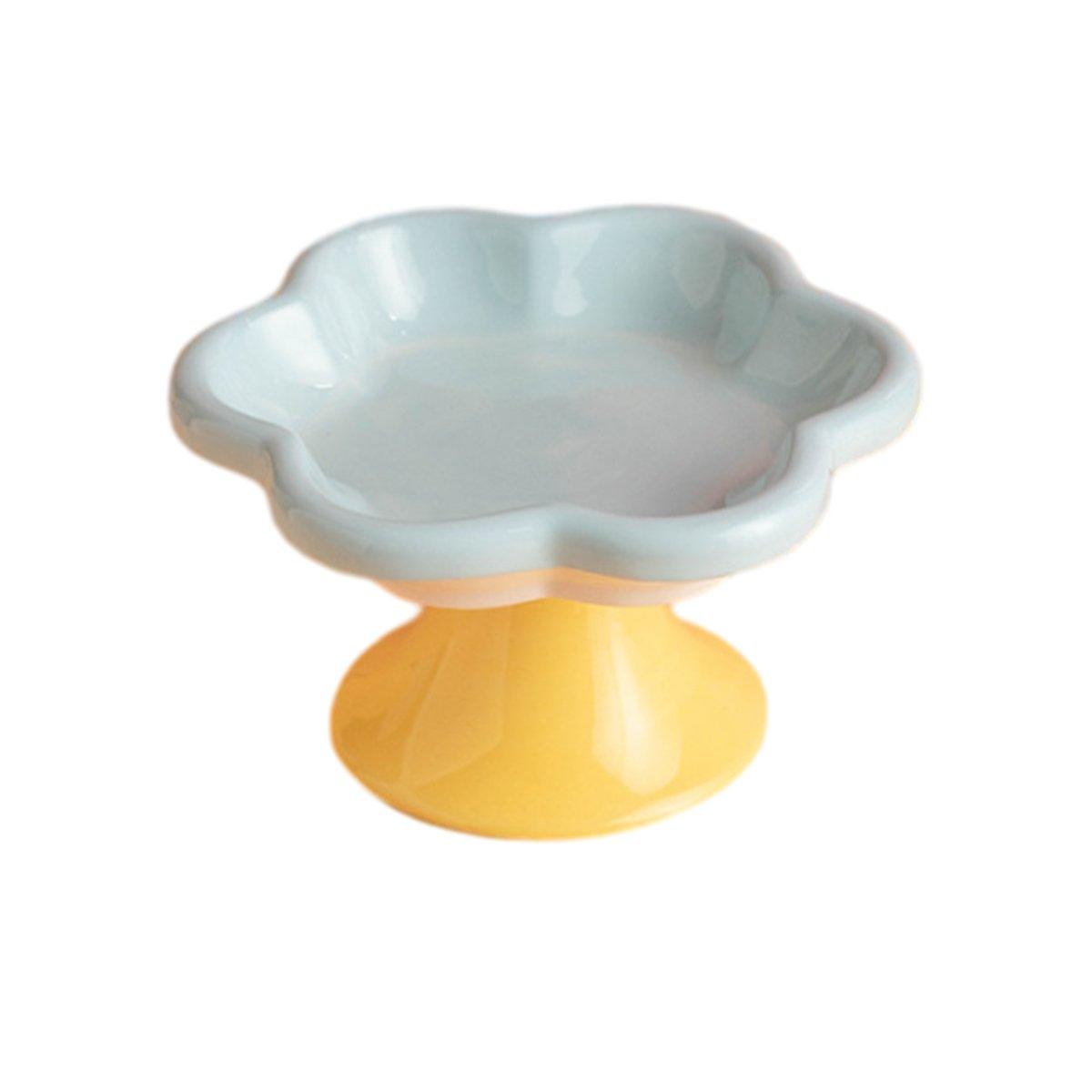 Elevated Ceramic Cat Bowl  Anti-Knock Flower-Shaped Dish for Cats & Small Pets