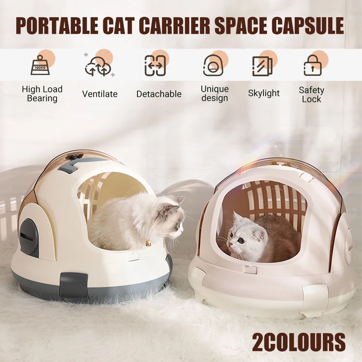 Portable Cat Carrier Space Capsule Large Capacity Aviation Travel Cat Crates