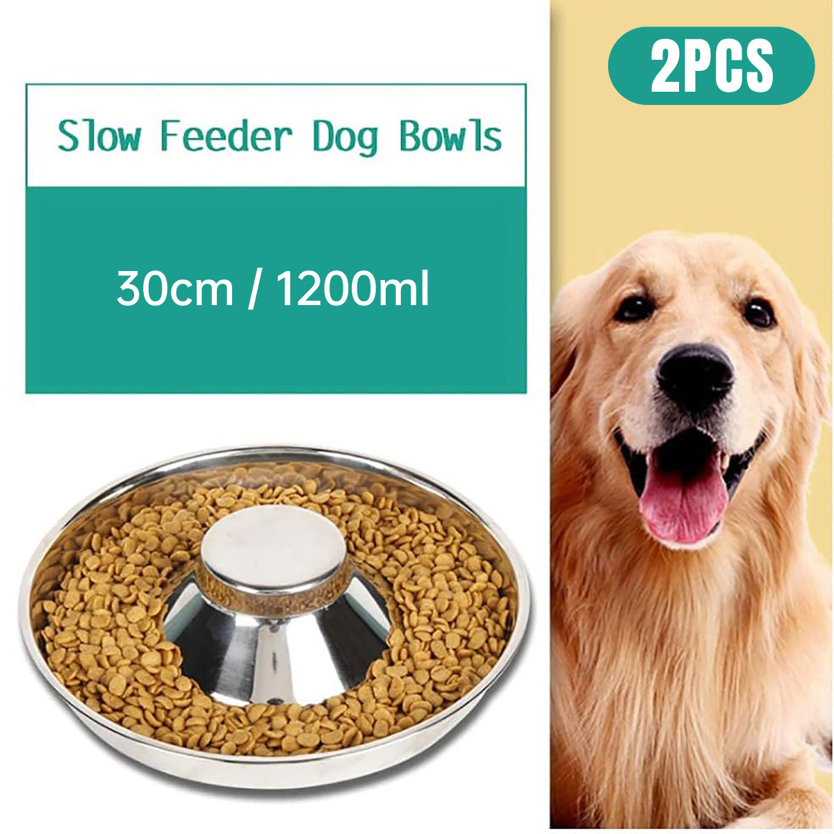 Stainless Steel Slow Feeder Dog Bowl Pet Food Basin Anti-choking Pet Bowl