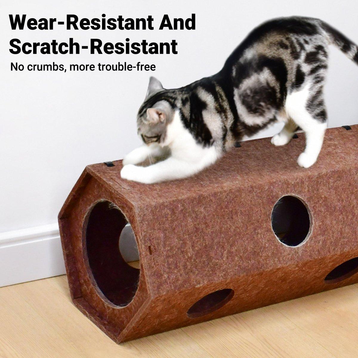 Cat Tunnel Bed Durable Felt Hexagonal Cat Play Tunnel & Bed