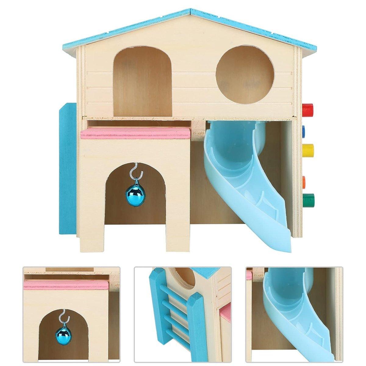 Small Pet Wooden House with Slide & Ladder