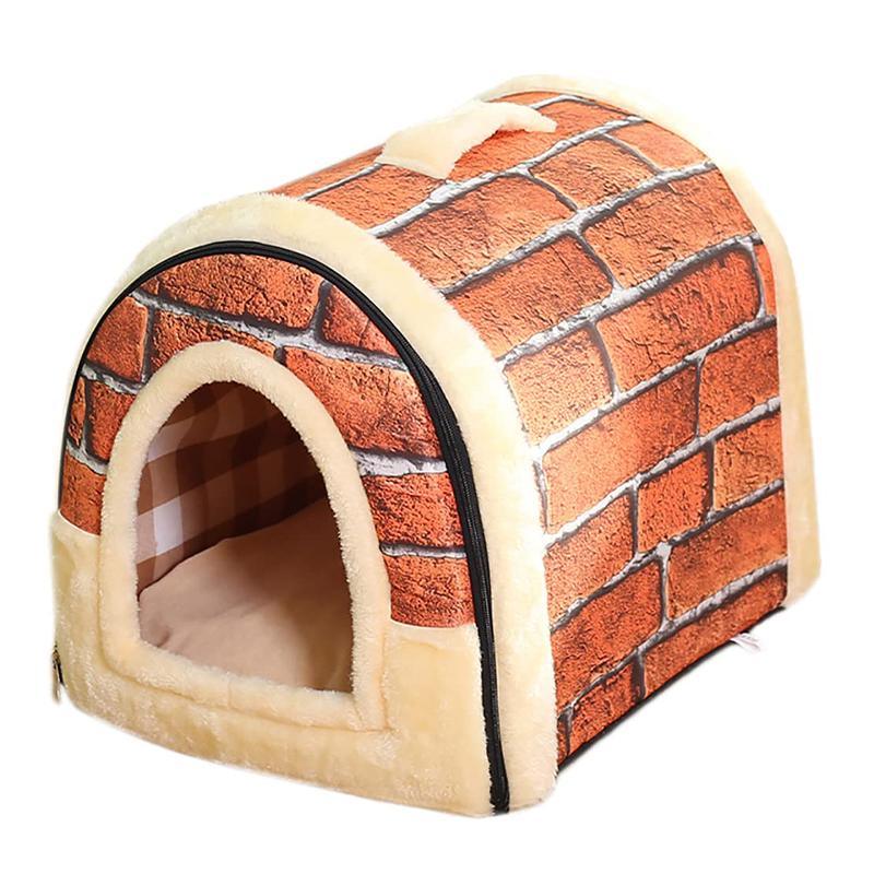 Pet Dog House Kennel Soft Igloo Beds Cave Cat Puppy Bed Doggy Warm Cushion Fold