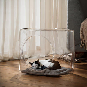 Clear Acrylic Pet Nest Semi-Enclosed Space Capsule Bed for Cats & Small Pets