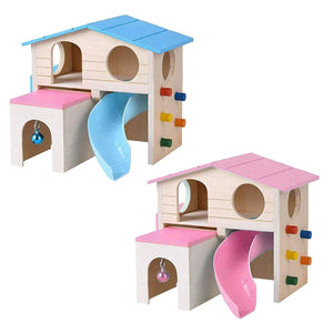 Small Pet Wooden House with Slide & Ladder