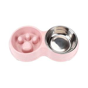 Pet Slow Eating Bowl with Stainless Steel Dog Bowls