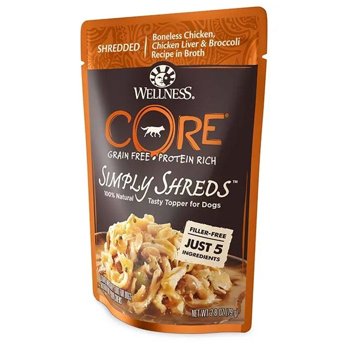 Wellness Core Simply Shreds Shredded Chicken Liver Wet Dog Food 79g*12pcs