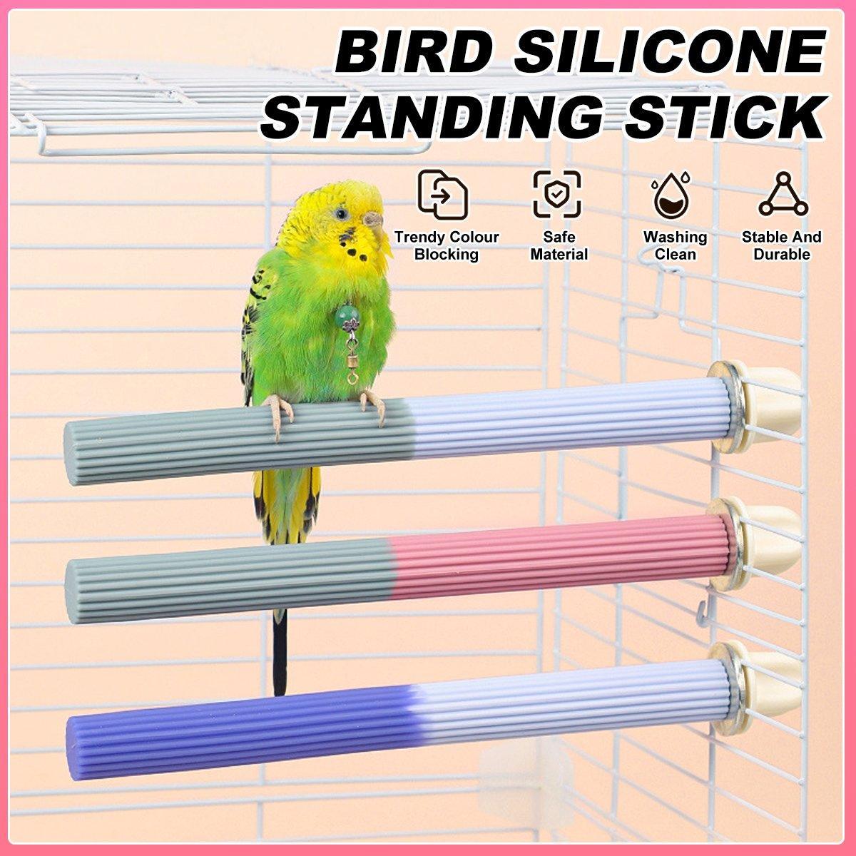 Non-Slip Silicone Parrot Perch Stand Stick Grinding Claw Bird Cage Accessories