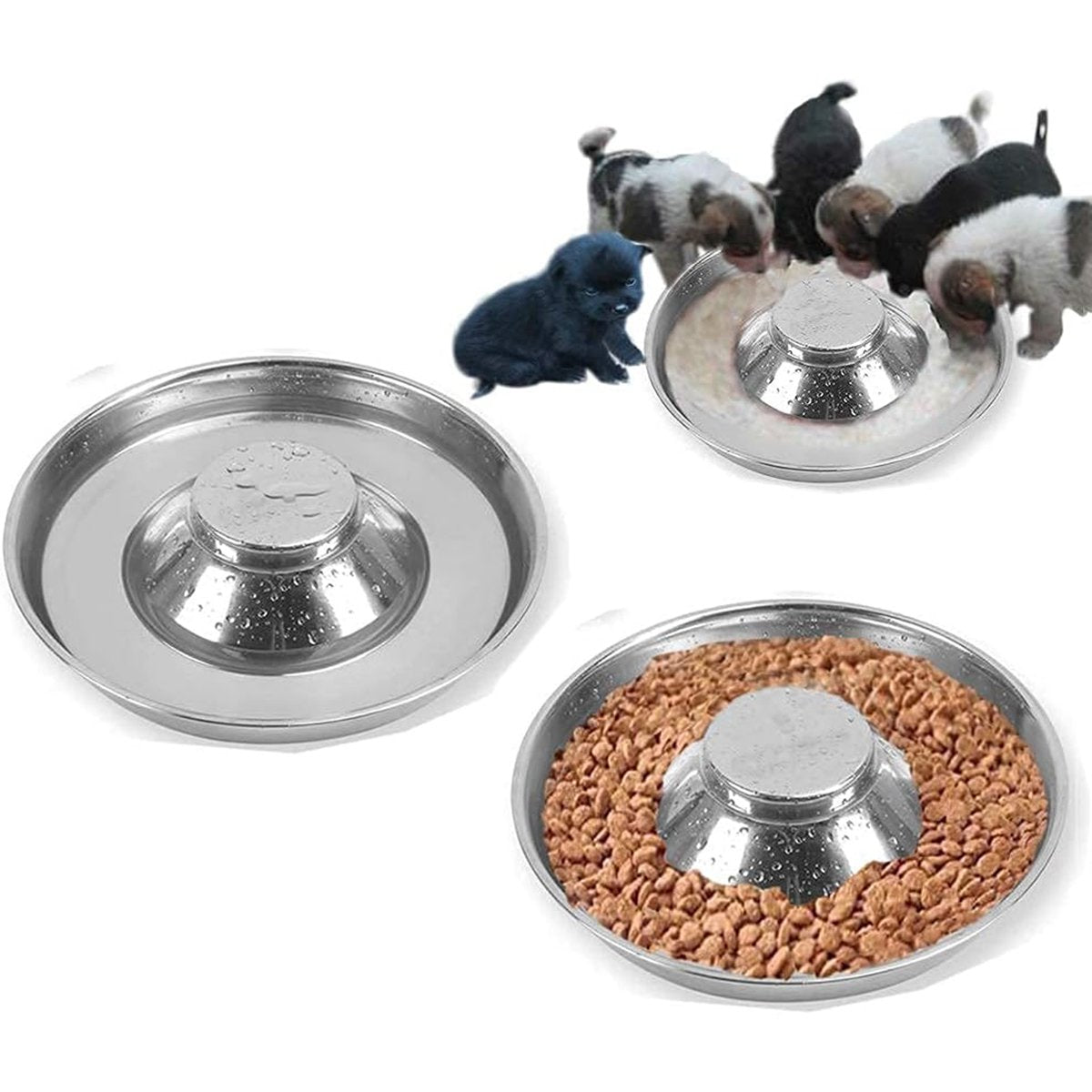 Stainless Steel Slow Feeder Dog Bowl Pet Food Basin Anti-choking Pet Bowl