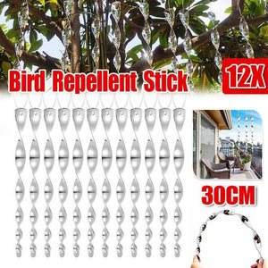 12PCS Reflective Bird Repeller Repellent Wind Twisting Scarer Deterrent Rods