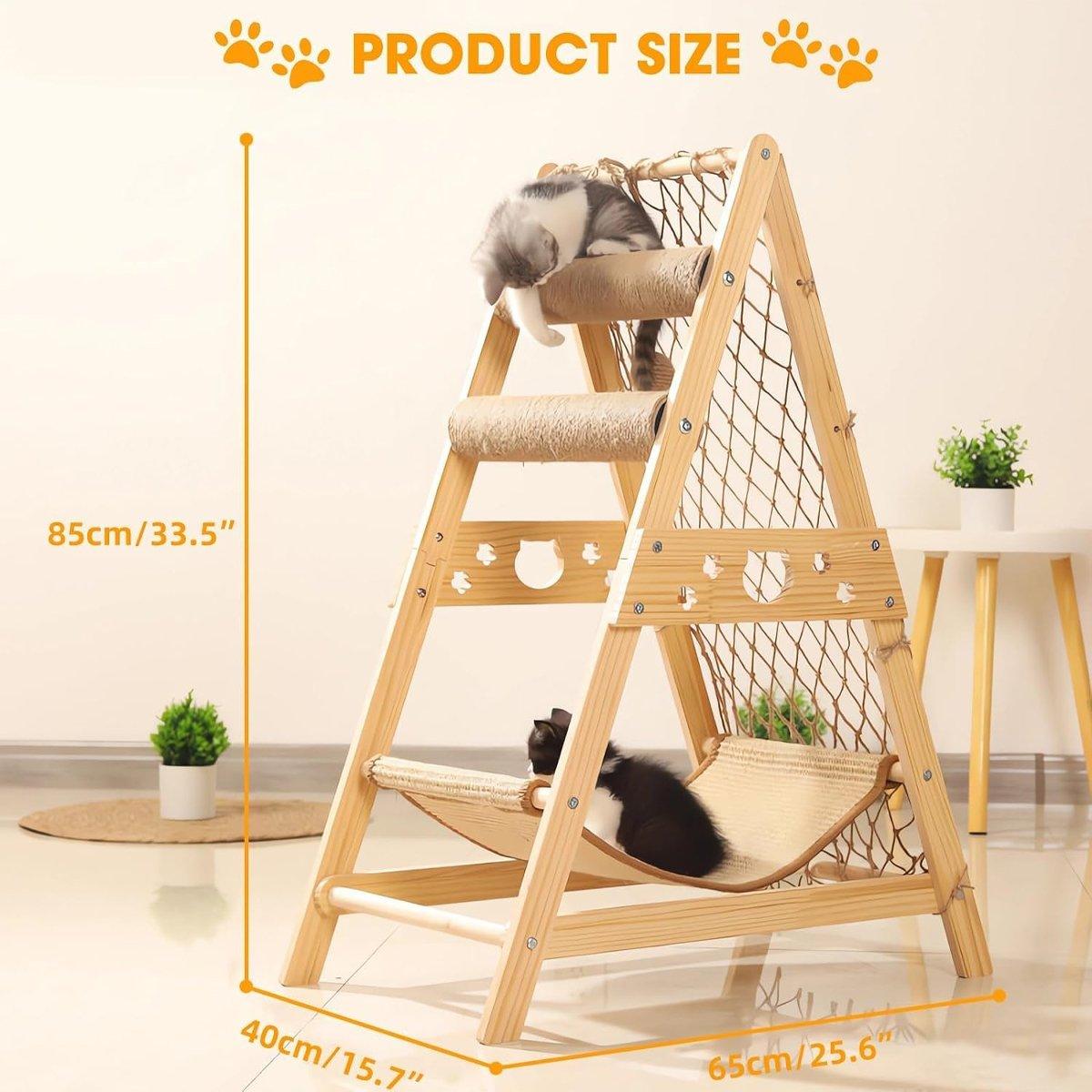 Multifunctional Cat Climbing Frame Hammock Scratching Post & Play Ball