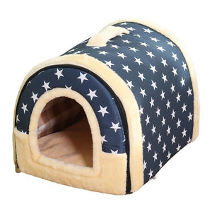 Pet Dog House Kennel Soft Igloo Beds Cave Cat Puppy Bed Doggy Warm Cushion Fold